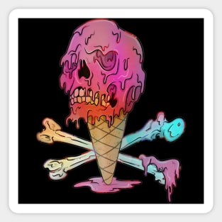 Dripping Ice Cream Cone Melting Skull Sticker